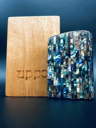 Zippo Vintage Gilbert Vanel Full Mother Of Pearl Inlay W/ Box (extremely Rare)