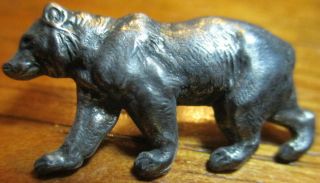 1940s French White " Realistic Bear " Detailed Vintage Antique Metal Button