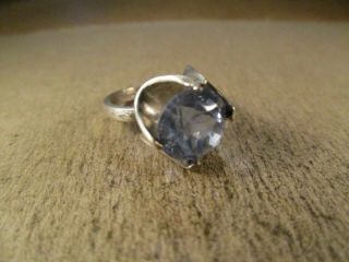 Vintage Mexico Sterling Silver & Blue Topaz Ring,  Size 6.  5,  5.  8g