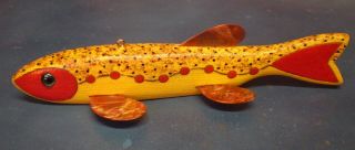 Jay Mcevers Fish Decoy Lure Fishing Carved Wood Folk Art Spearing Tackle Ice Rod