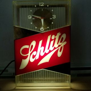 Vintage Schlitz Beer Lighted Advertising Bar Clock Milwaukee
