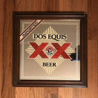 Vintage Dos Equis Xx Beer Imported 17 " X17 " Mirror Wood Frame Bar Man Cave Decor