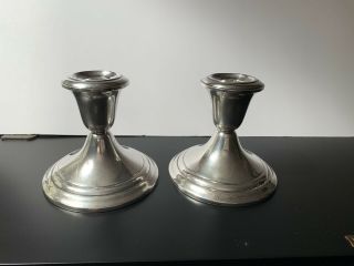 2 Vintage Gorham Sterling Silver Weighted 3.  5 " Candle Stick Holder 661 Pair
