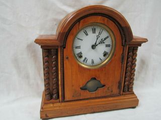 Antique Late 19th Century Tientsin 8 Day Chiming Mantle Clock Hand Carved Case.