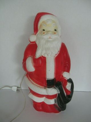 Vintage Empire Plastics Christmas 13 " Blow Mold Santa Claus With Bag 1968