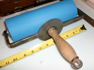 Large Brayer Hand Inking Roller,  Printing Letterpress Antique With Rubber