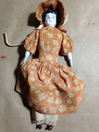 Antique Porcelain & Cloth 7 " Doll With Clothes Germany