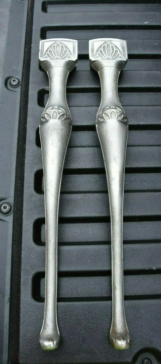 Vintage Fireplace Cast Iron Andiron Stove Legs,  Nickle Or Chrome
