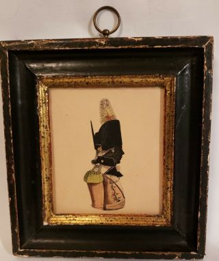 Borghese Italian Silhouette Of Painted Military Portrait 18th Century W/ Frame
