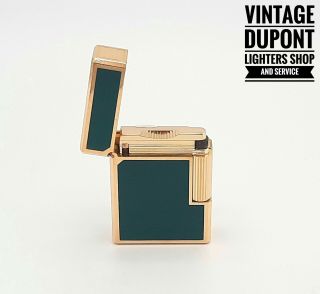 Rare S.  T.  Dupont Lighter Ligne 1 Small Green Lacquer 1970 