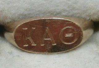 Vintage Solid 10k Yellow Gold " Kappa Alpha Theta " Fraternity Ring (size: 3.  5)