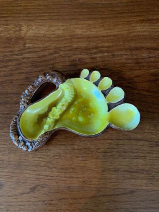 Vintage Treasure Craft Of Hawaii Glazed Foot Ashtray,  Hippie,  Yellow,  3,  Tropic