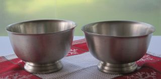 Two Matching Vintage Americana Pewter 5 Inch Diameter Footed Bowls