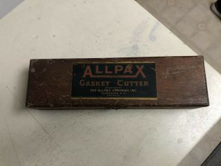 Vintage Allpax Adjustable Extension Gasket Cutter Tool In Wood Box