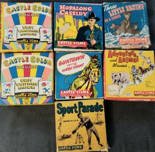 7 Vintage Assorted 8mm Films - Woody Woodpecker,  Hopalong Cassidy,  Kirby Grant
