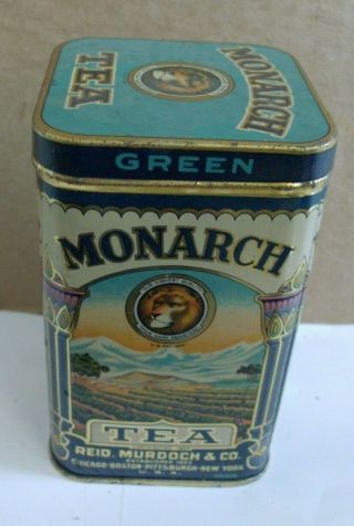 Vintage Monarch Green Tea Tin - Copyright 1923 - 4 Oz Size