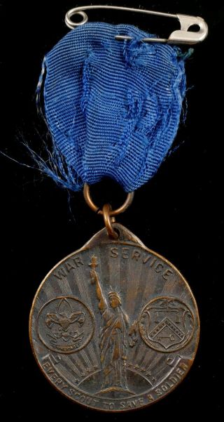 Vintage 1918 Bsa Boy Scouts Of America War Service Medal & Ribbon Wwi