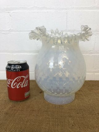 Vintage Vaseline Colour Oil Lamp Glass Shade 4 " Fit,  8” Tall