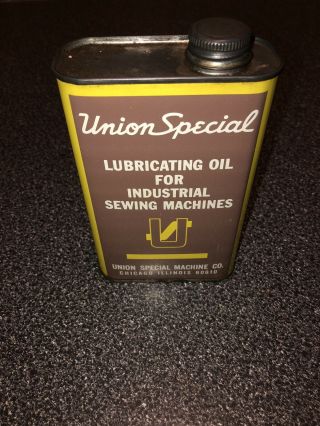 Union Special Industrial Sewing Machine Vintage Lubricating 1 Pint Oil Tin Can