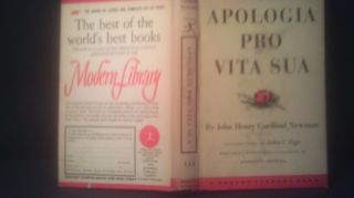 Apologia Pro Vita Sua By John Henry Cardinal Newman - Modern Library Ed,  Hc/dj
