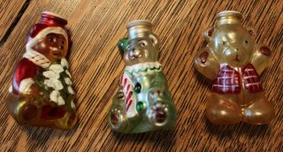 Vintage Old World Christmas Glass Light Covers Teddy Bears 3 Different