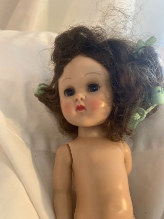 Vintage Vogue Strung Ginny Doll Sweetie Brunette With Curlers 8 "