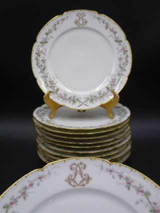 12 Antique Victor Etienne & Fils Rue Old Paris Porcelain 9 1/2 " Plates