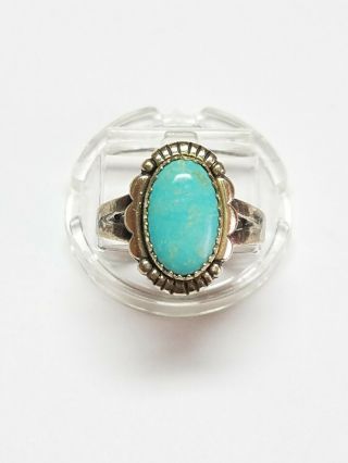 Vintage Bell Trading Post Sterling Silver Navajo Turquoise Ring Size 5.  75