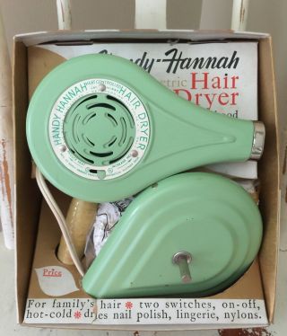 Vintage Green Handy - Hannah Electric Hair Dryer W/ Stand Cap & Box