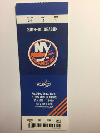York Islanders Vs Washington Capitals October 4,  2019 Ticket Stub