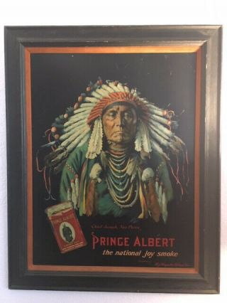 Prince Albert Tobacco Tin Litho Sign,  Chief Joseph Nez Perce - Extremely Rare