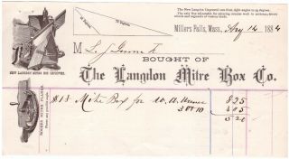 Letterhead Langdon Mitre Box Co Millers Falls Ma Invoice Letter 1884 Vintage A