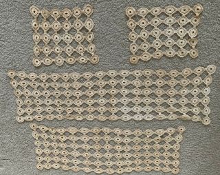 Vintage Set Of Handmade Ecru Cotton Crocheted Tablecloth Runners – Flower Motif
