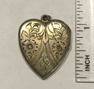 Antique Victorian Gold Filled Etched Heart Locket Fob