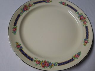 Vintage Mid Century Superior Hall Quality Blue Bouquet Dinner Plate