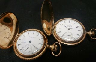 2 Vintage Elgin Gold Plate Pocket Watches For Repair/ Parts