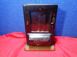 Antique 1 Cent Match Box Vending Machine Match Holder
