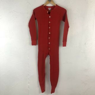 Vintage Mens Duofold Red Union Suit 419 2 - Layer Xs (30 - 32) Mohawk Ny Usa Made