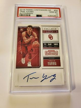 2018 Contenders Draft Picks Trae Young College Ticket Auto Psa 10 Rare 