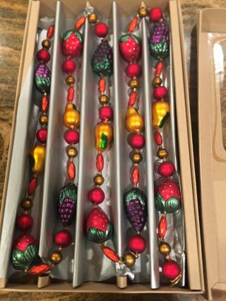 Vintage Smith & And Hawken Christmas Tree Glass Garland Fruit With One Broken