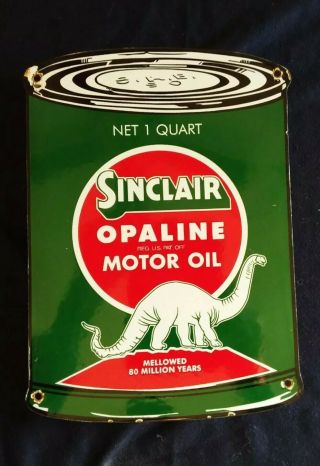 Vintage Sinclair Opaline Motor Oil Can Porcelain Gas,  Oil Sign