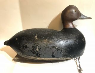 Vintage Andy Meyers Drake Redhead Duck Decoy Hollow Carved Tackeyes Michigan
