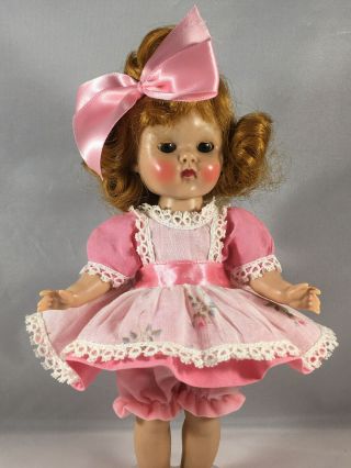 Vogue Tag Ginny Pink Dress With Floral Attached Apron,  Bloomers & Bow (no Doll)