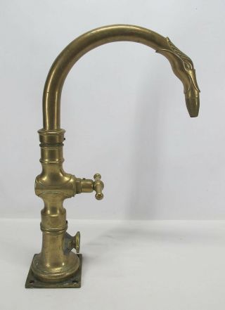 Antique Figural Goose/swan Head Neck Brass Beer Tap Large 23 " High 15 " Deep Yqz