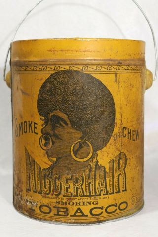 Pre - Bigger Hair Tobacco Tin Black Americana B.  Leidersdorf Co.  Milwaukee,  Wi