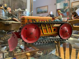 Vintage Antique Marx Mar Toys Wind Up Tin Climbing Tractor (usa)