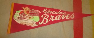 Vintage Milwaukee Braves Pennant,  Indian,  Stadium