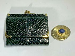 Judith Leiber Vintage Black Snakeskin Wallet/coin Purse & Pill Box Italy