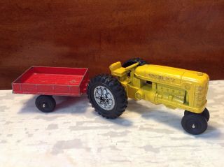 Vintage Hubley Kiddie Toy Yellow Die Cast Metal Farm Tractor W/wagon