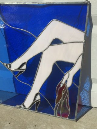 Stained Glass Leaded Panel Womens Legs Bar Man Cave Estate Find Sexy Vtg